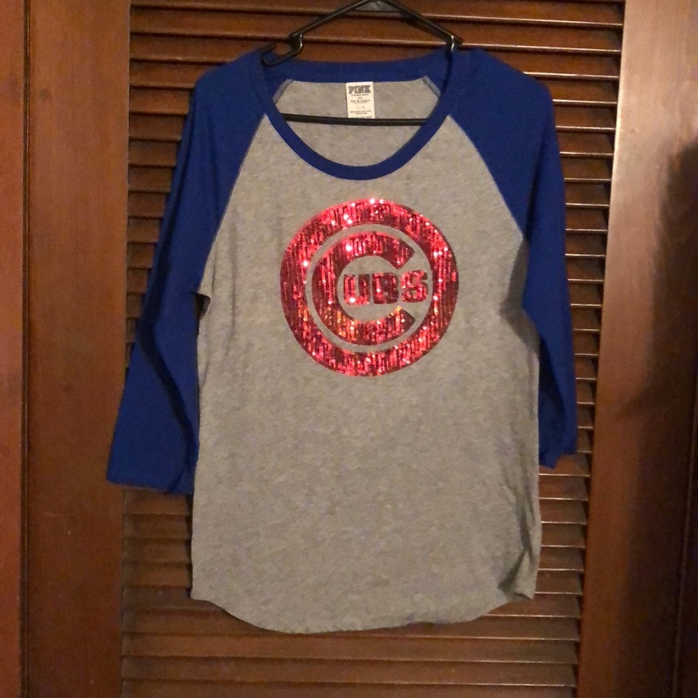 Cubs VS Pink baseball shirt sequins Chicago